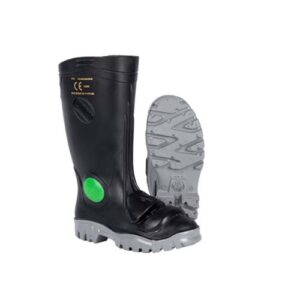 Stimel Gumboot Black Grey (Steel Toe + Midsole + Metatarsal)