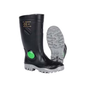 Stimela Gumboot Black Grey (Steel Toe)